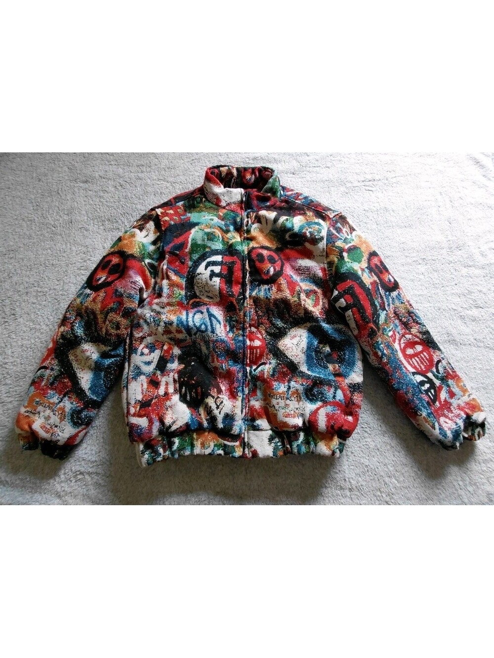 Rebel Minds Jacket Graffiti Tapestry Streetwear Size Small Colorful
